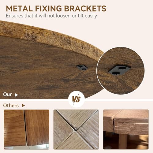 GarveeHome 47-Inch Round Large Dining Table Set for 4 to 6, Farmhouse Dinner Table with Wooden Top and Legs for Home Dining Room or Living Room - Rustic Brown(No Chairs)
