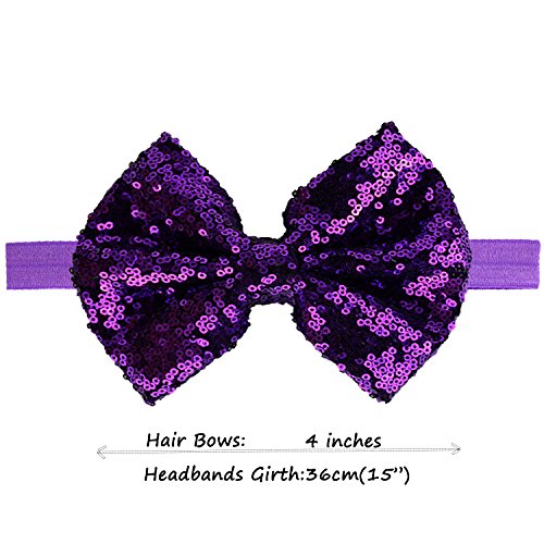 Cellot 15Pcs Baby Girl Headbands Sparkly Glitter Sequins 4" Big Hair Bows Ribbon Soft Stretchy Hair Bands For Infant Newborn And Toddlers #TOP2