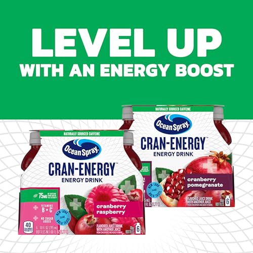 Image of Ocean Spray Cran-Energy Cranberry Raspberry Juice Drinks, 10 Fl Oz Bottles, 6 Count (Pack of 1)