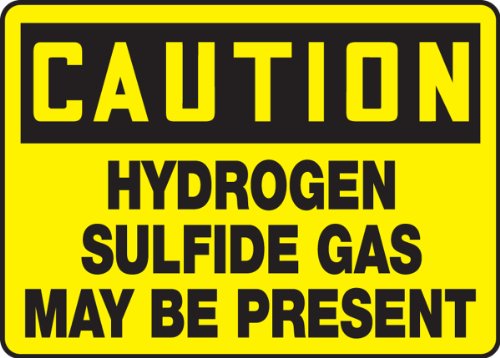 Panneau hydrogène sulfuré en aluminium 25x35cm jaune Caution Gas
