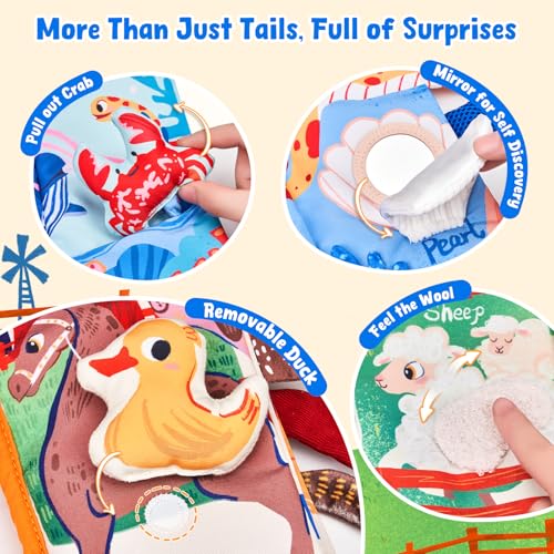 Image of JoyCat 2-Pack Baby Cloth Books 0-12 Months, Farm Ocean Infant Gift