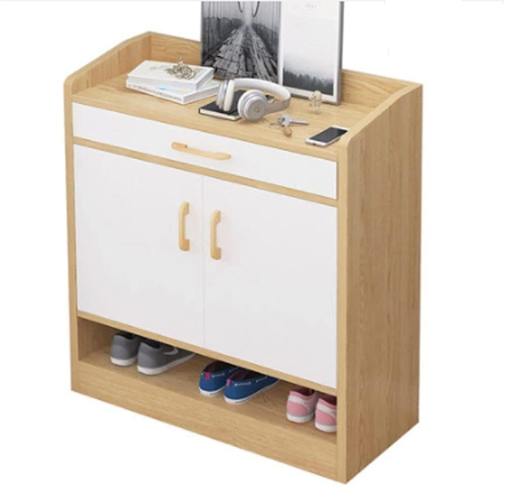 Zapatero de 4 estantes con cajón individual y dos puertas para proteger 12 pares de zapatos