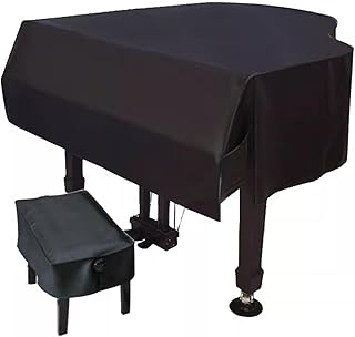 Leather Grand Piano Cover Full Triangle Piano Cover Grand Piano Cover Dustproof with Single Stool Cover/Double Stool Cover(B,180cm/71in)