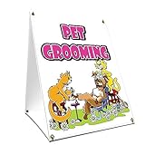 A-Frame Sidewalk Pet Grooming Sign with Graphics On Each Side | 18' X 24' Print Size