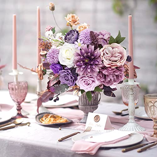 Amyhomie Artificial Flowers Combo Silk Mix Peony Rose Hydrangea Daisy Fake Flowers W/Stem For Diy Wedding Bouquets Centerpieces Arrangements Table Decor Party Bridal Baby Shower Home Decor Purple #TOP1