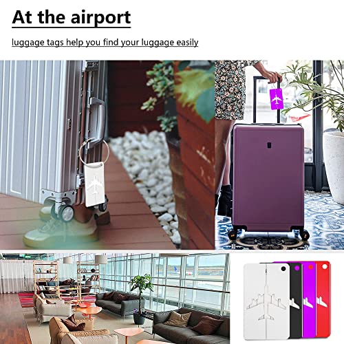 Kedoo 4 Pack Aluminum Luggage Tags For Suitcases With Business Card Holder, Travel Id Bag Tag For Travel Luggage Baggage Identifier(Black+Sliver+Red+Purple) #TOP5