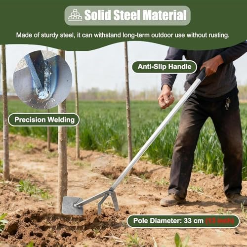 Large Size Sapling Puller, Steel Leverage Post Puller Tool 92-132 cm For Wood Fence And Tree Root Extraction(132 cm (52 inch))