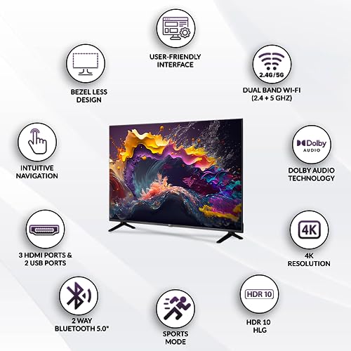 Image of VISE (by Vijay Sales 164 cm (65 inches) 4K UHD Smart LED TV with Dolby Audio & Built- in Wi-Fi VS65UWA2B (2022 Model Edition)