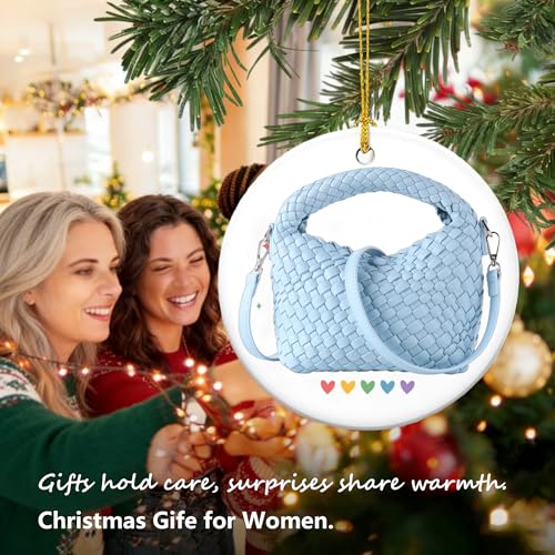 Image of Woven Crossbody Bag Small Tote Cute Purse for Women,Top Handle Handbag Pu Leather Shoulderbag with Detachable Strap