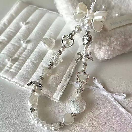 Image of 2 Pcs Phone Charms for Girls, Phone Charm Accessories, Charms for Phone Case, Phone Charms, Flower and Four Leaf Clover Bead Chain