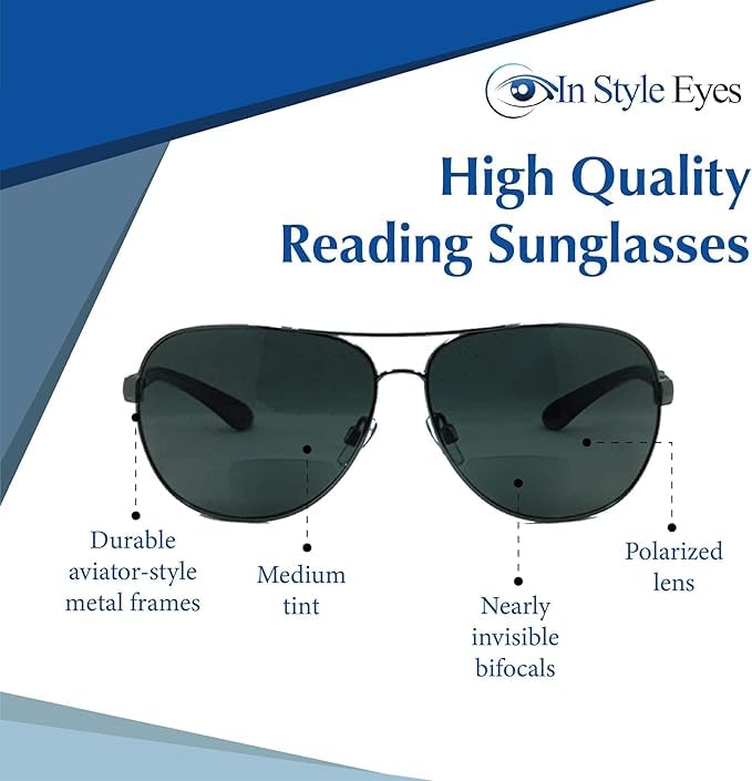 In Style Eyes C Moore Bifocal Sunglasses - Aviator Style Frame - Polarized Lens3