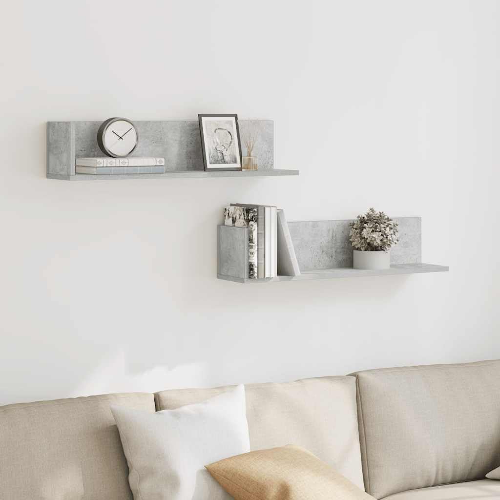 vidaXL Mensole a Muro 2pz Grigio Cemento 75x16,5x16,5 cm in Truciolato
