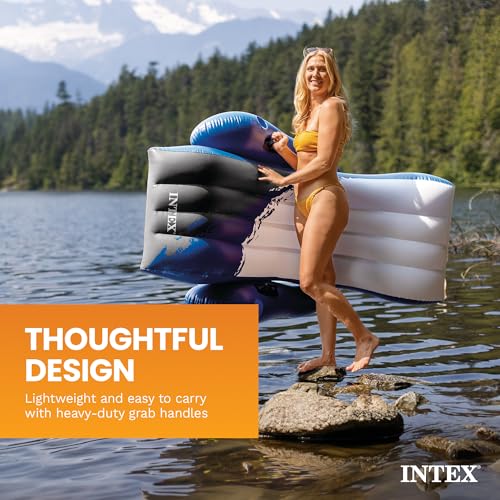 Intex Inflatable Lounge Pool Recliner Lounger Chair with Cup Holders - Heavy-Duty Float Raft for Adults, 220 Lb Capacity Large Floating Tanning Chair by Intex - Image 6
