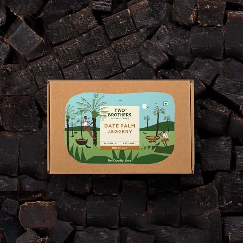 Image of Two Brothers Organic Farms Date Palm Jaggery /Nolen /Jhola Gur No Additives or Preservatives, Healthy and Tasty (Date Palm Jaggery Solid 500 gm)