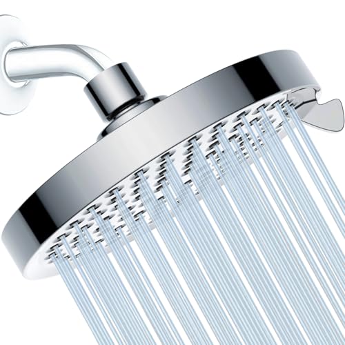 JINYOMFLY Alcachofa de Ducha 15cm, 7 Modos Cabezal de Ducha Lluvia, Redondo Cabezal de Ducha Fijo, Anticalcárea Rociador para Ducha