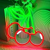 Kirsch Neon Schild, Dimmbarer USB Obst Neonlichter für Wanddekoration, Lebendige LED Neon Schilder für Kinderzimmer, Schlafzimmer, Restaurant, Bar, Club, Obstladen, Geburtstagsparty (Kirsche A)