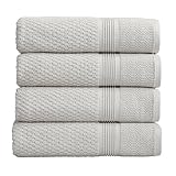 Market & Place 100% Cotton Waffle Textured Bath Towels Set of 4 | Super Soft Quick Dry Bath Towels | Decorative Towels for Bathroom | Zoey Collection (Glacier Grey)
