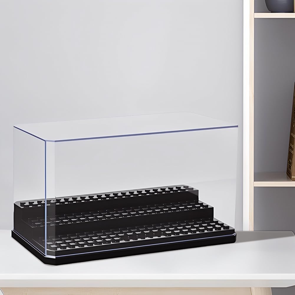 HOTUT Wyświetlacz akrylowy do modelarstwa, akrylowa wielowarstwowa szafka ekspozycyjna dla minifigurek, budulec klockowy, szafka ochronna przed kurzem, do figurek akcji, zabawek, przedmiotów