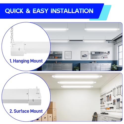 hykolity 4FT LED Shop Light,3CCT Selectable 4000K/5000K/6500K,5500LM Adjustable 25W/34W/42W,with Reflector,Linkable Hanging or Surface Mount Light for Garage,Workshop,Basement,Warehouse,4 Pack by hykolity - Image 6