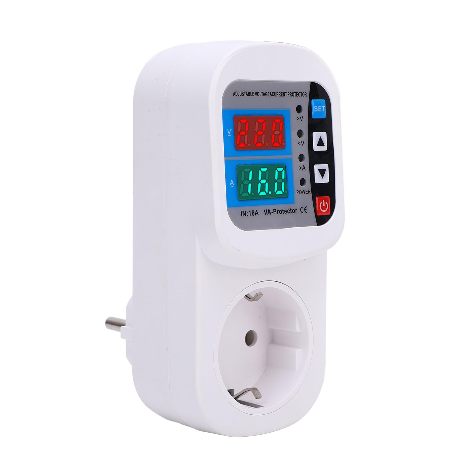 Protector Digital de Salida 16A Regulador de Voltaje Ajustable Protector de Corriente Automático con Pantalla LED para el Hogar