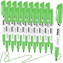 coruscant Green Permanent Marker Fine Point, 18 Pack Quickly Drying, Waterproof, Smudge-proof, Fade Resistant Ink for Writing, Works on Plastic, Metal, Wood, Stone for Home Office School