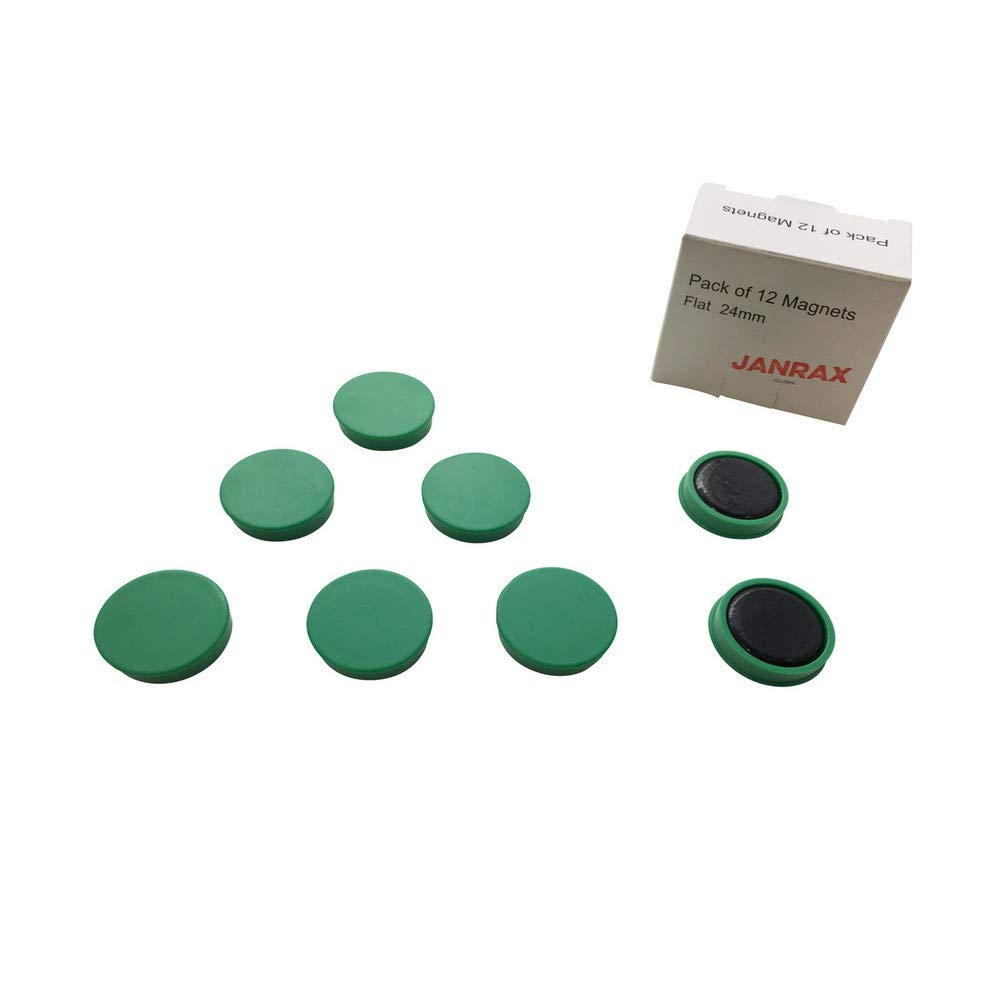 JanraxPack of 72 Green Round Flat Magnets - 24mm Whiteboard Office Fridge
