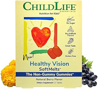 ChildLife Essentials Healthy Vision SoftMelts - for Infants, Babies, Kids, Toddlers, Children, and Teenagers - Natural Berry Flavor - 27 Tablets