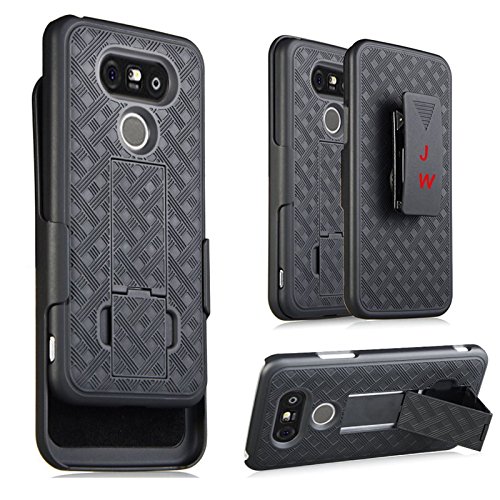 Compatible for LG V20, Holster Armor Protective Defender Cover with Swivel Locking Belt Clip [Kickstand Feature] - Black
