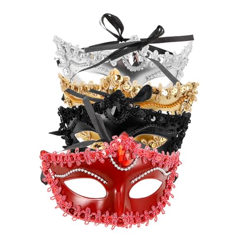 COSMEVIVI 4pièces Masque De Mascarade Garçon Fille Costume Cosplay Demi-face Décoration De Fête Accessoire Créatif Pour Halloween Et Événements Festifs