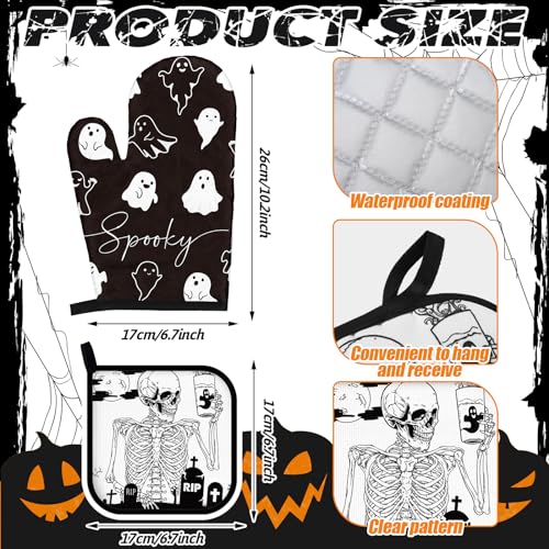 Pickmesh PICKMESH-LNN-1041 12 Pcs Halloween Kitchen Towels And Oven Mitt Sets 4 Skeleton Oven Mitts 4 Skeleton Dish Towels And 4 Skeleton Pot Holders Cooking Accessories thumb #3
