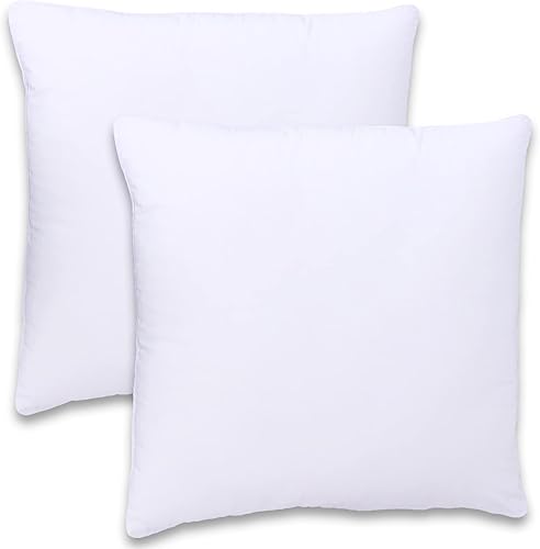 Miniatura 9 de GOLD TEXTILES Almohadas blancas (paquete de 4) fundas de almohada de poliéster – Almohadas decorativas cuadradas ligeras para interiores – Almohadas