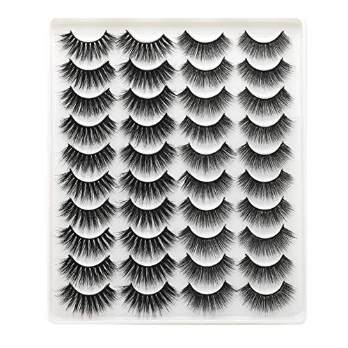 20 Pairs Mink Eyelashes, 2 Styles Reusable False Eyelashes, Volume Short Fake Eye Lashes, Cat Eye Strip Lashes, 3D Wispy Fluffy Lashes Pack Mink for Natural Look, (12-17 mm and 14-20 mm)