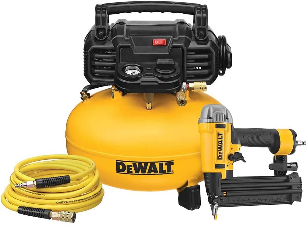DEWALT DWFP1KIT 18 Gauge Brad Nailer and 6 Gallon Oil-Free Pancake Air Compressor Combo Kit