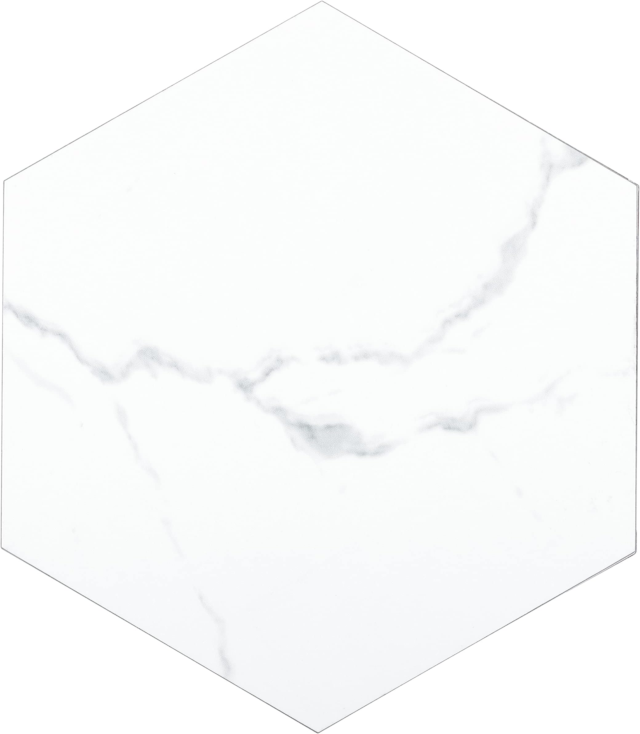 Lucida Surfaces BaseCore HEX Hexagon Vinyl Flooring White Marble 5.75" DIY Self Adhesive Textured Modern Floor Tile Peel & Stick Tile (36pcs/21.5sqft per case)