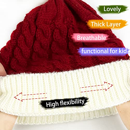Red Christmas Knitted Hat For Baby Xmas Elf Knit Warm Baby Santa Hat Cute Newborn Beanie Hat With Pom Pom For Boys Girls Infant Thick Warm Soft Hat(Fit For 0-3 Years Old) #TOP5