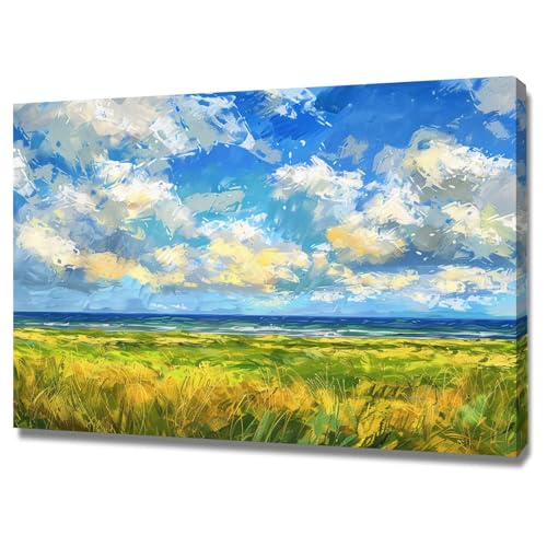 Impression sur toile paysage océan et zones humides cadre 40x60cm