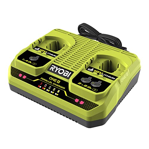 RYOBI 18 V ONE+ Duo-Akku-Ladegerät RC18240 (mit Überlastungsschutz und Ladezustandsanzeige, ohne Akku)