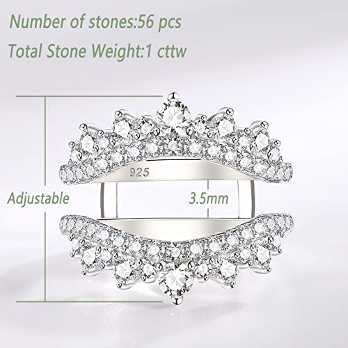 Wuziwen Curved Wedding Ring For Women Ring Enhancers Guard For Engagement Rings 925 Sterling Silver Cz Size 10 #TOP4