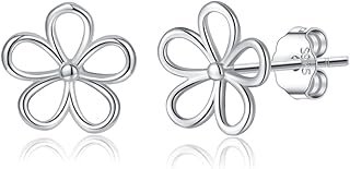 Solid 925 Sterling Silver Flower Stud Earrings for Women Teens Hollow Flower Stud Earrings Spring