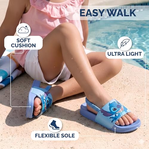 Image of Disney Minnie Mickey Encanto Lightning McQueen Lilo n Stich Sesame Street Little Mermaid Moana Slides Backstrap Slip-On Beach Sandals (Infant /Toddler /Little Kid)