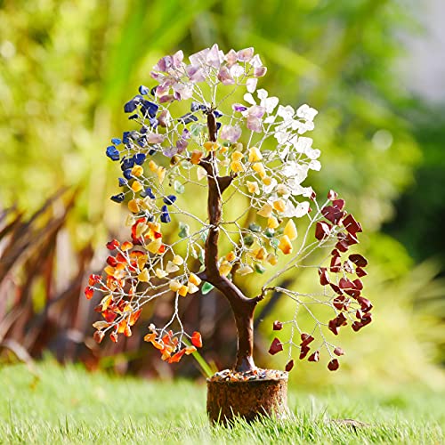 Yatskia Chakra Tree Of Life - Crystals And Healing Stones - Feng Shui Decor - Meditation Accessories - Gifts For Spiritual People - Handmade Crystal Tree With Seven Natural Crystals - 7 Chakra Tree #TOP5