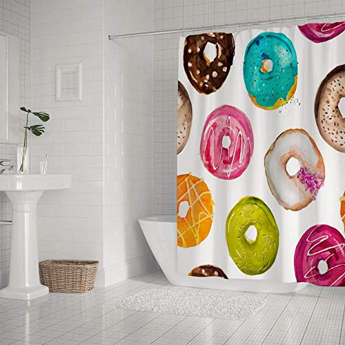 Rideau de douche anti éclaboussures aquarelle donuts pour préserver le sol sec - 3