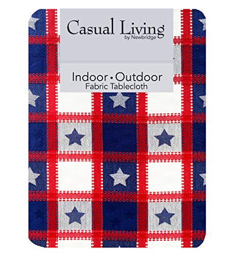 Newbridge American Cottage Star Check Cotton Weave Fabric Napkin Set, Indoor Outdoor Country Rustic Patriotic Woven Plaid Napkins, Set Of 4 Napkins #TOP1