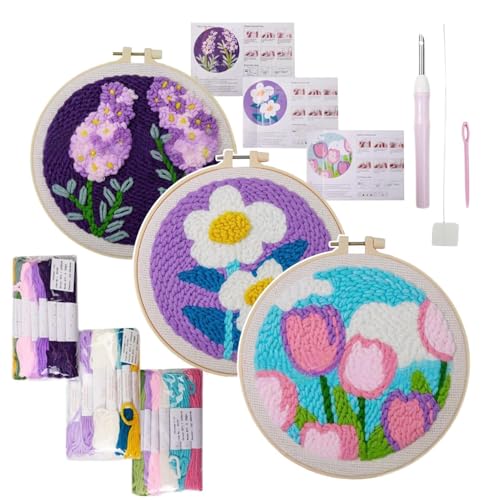Kit de broderie à l'aiguille florale pour créer vos sous-verres touffés DIY
