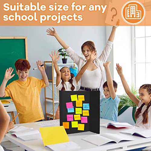 Image of Henoyso 8 Pcs 14 x 22 Inch Black Tri Fold Poster Board Bulk for Display | Science Fair Project, Classroom Display Paperboard, Single Wall Build, Lightweight Presentation Board, 3 Panels