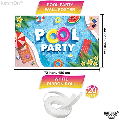 Image of KatchOn, XtraLarge Pool Party Banner - 72x44 Inch | Pool Party Banner, Pool Party Decorations | Summer Backdrop for Summer Party Decorations | luau, Summer Pool Birthday Party Decorations