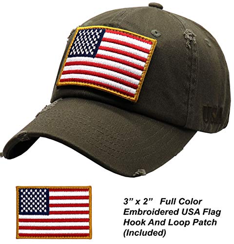 Image of Antourage American Flag Unisex Baseball Hat for Men and Women | USA Flag Mesh Snapback Flat Visor Cap + 2 Patriotic Patches
