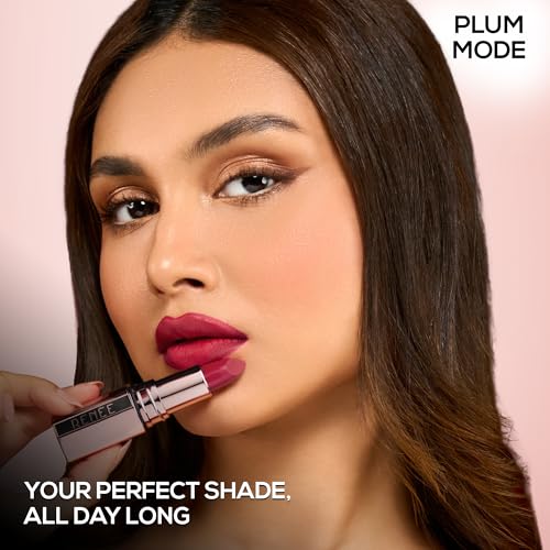 Image of RENEE Everstay Long Stay Matte Lipstick - Plum Mode, Hydrating & Non-Drying, Smudge-Proof, Lightweight, Long Lasting, Intense Pigment, Full Coverage, Vitamin E Infused, For All Occasions, 4.2g | Long-lasting