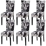 Fuloon 6 Pack Super Fit Stretch Removable Washable Short Dining Chair Protector Cover Seat Slipcover for Hotel, Dining Room, Ceremony, Banquet Wedding Party