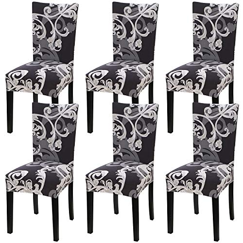 Coprisedie Elasticizzati Con Schienale – 6 Pezzi Beige Con Strisce Marroni – Lavabili In Lavatrice – Per Sedie Da Pranzo